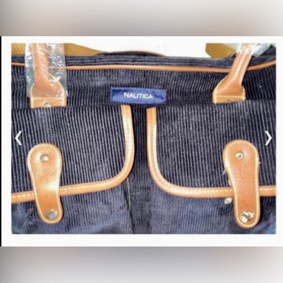 ⚓️ NEW! NAUTICA TRAVEL BAG! NAVY CORDUROY CARRY ON! UNISEX!!!!! - Picture 2 of 7